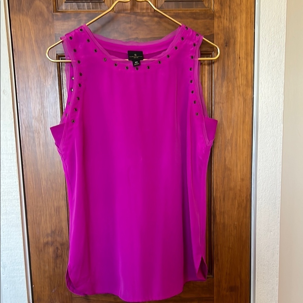 Sleeveless Tunic Tank in Fuschia Hot Pink with Grommet Details  PM
